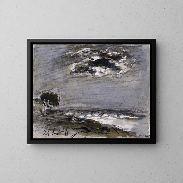 Marine schilderij bij stormweer - Johan Barthold Jongkind — ingelijst kunstwerk aan de muur