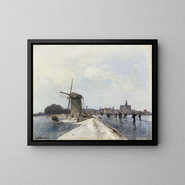 Patineurs à Maassluis - Johan Barthold Jongkind — ingelijst kunstwerk aan de muur