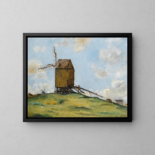 Landschap met twee molens - Johan Barthold Jongkind — ingelijst kunstwerk aan de muur