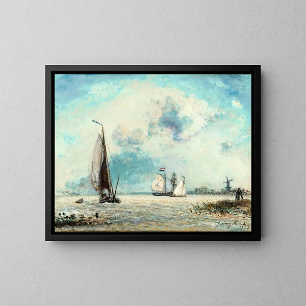 Zeilboten op de Maas - Johan Barthold Jongkind — ingelijst kunstwerk aan de muur