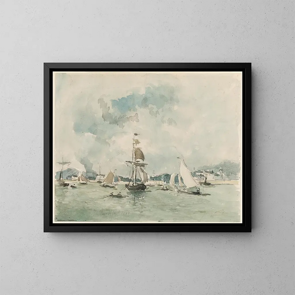 Het haven van Honfleur - Johan Barthold Jongkind — ingelijst kunstwerk aan de muur