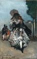 Jonge vrouw met een parasol - Johan Barthold Jongkind — weergave van het kunstwerk