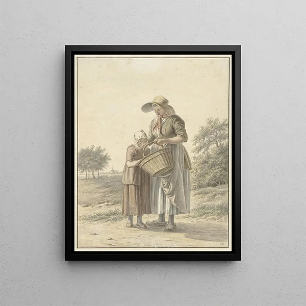Johan Christiaan Willem Safft - Vrouw en meisje op een landweg.webp