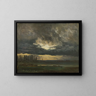 Johan Christian Dahl - Cloud Study over the Elbe with Poplars.webp