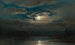 Landscape painting of a river near Dresden in moonlight - Johan Christian Dahl — artwork view