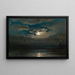 Landscape painting of a river near Dresden in moonlight - Johan Christian Dahl — framed artwork on a wall