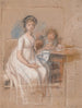 van het groepsportret van Regine Sophie Tutein f. Wraatz met haar zoon Peter - Johan Frederik Clemens — weergave van het kunstwerk