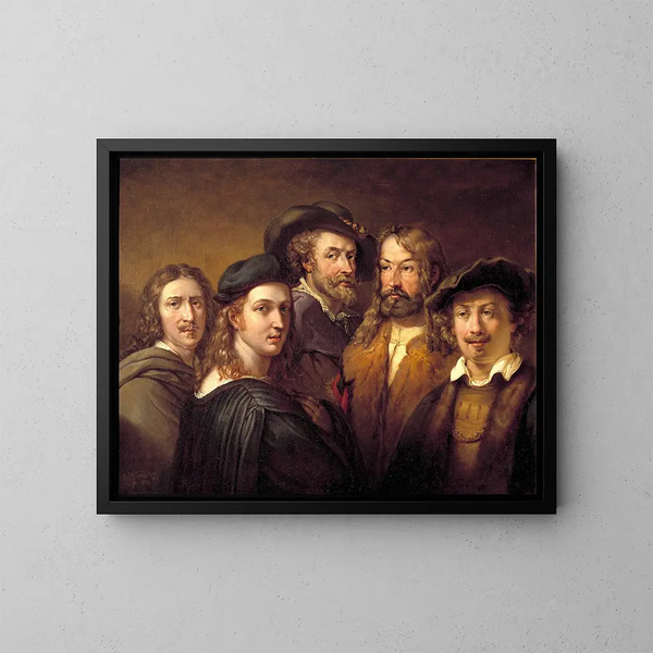 Rafael, Rembrandt, Nicolas Poussin, Albrecht Dürer en Pierre-Paul Rubens - Johan Gustaf Sandberg — ingelijst kunstwerk aan de muur