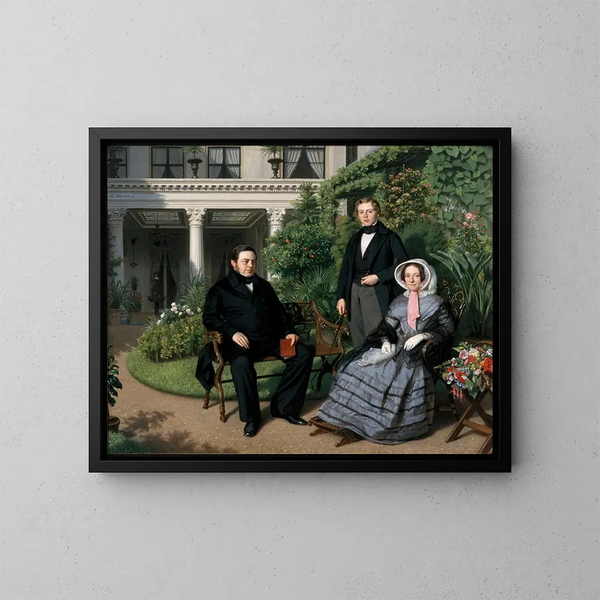Portret van de familie Metelerkamp - Johan Heinrich Neuman — ingelijst kunstwerk aan de muur