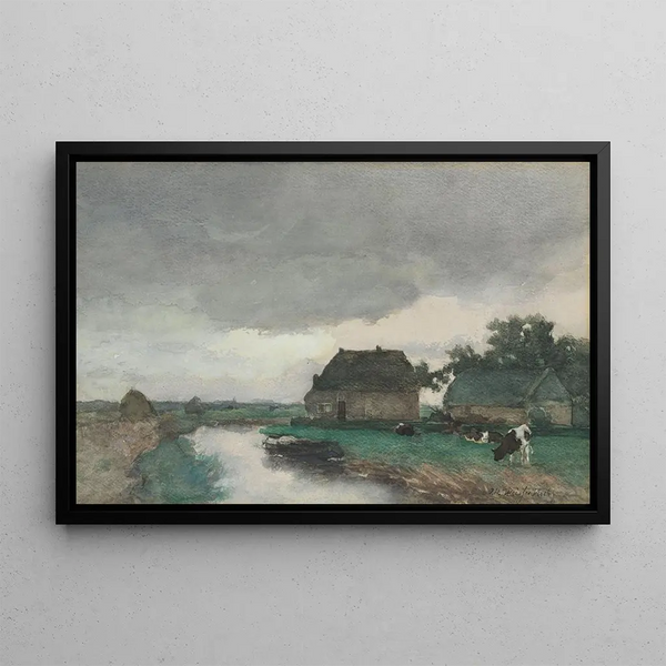 Johan Hendrik Weissenbruch - Boerderij met schuur aan een vaart.webp