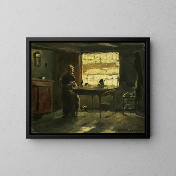 Landelijk interieur schilderij - Johan Hendrik Weissenbruch — ingelijst kunstwerk aan de muur