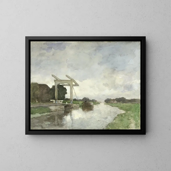 Pont-levis à Noorden - Johan Hendrik Weissenbruch — ingelijst kunstwerk aan de muur