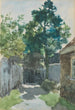 zonnige straat - Johan Hendrik Weissenbruch — weergave van het kunstwerk