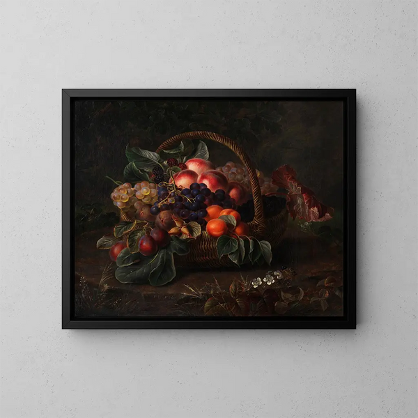 Natuurstudie met fruitschaal - Johan Laurentz Jensen — ingelijst kunstwerk aan de muur