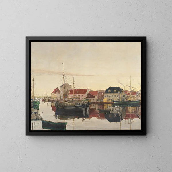 Haven van Randers - Johan Rohde — ingelijst kunstwerk aan de muur