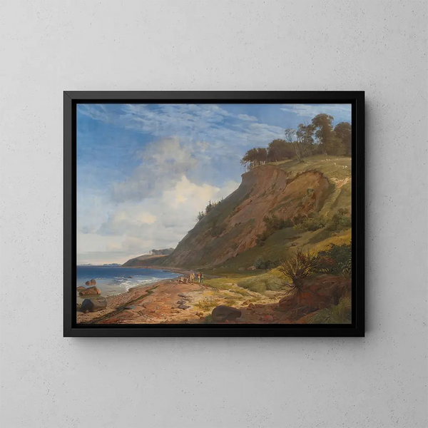 Zeezicht van Denemarken vanaf Kitns aan de fjord van Roskilde, Seeland - Johan Thomas Lundbye — ingelijst kunstwerk aan de muur