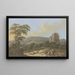 Landschapsschilderij met een ruïne, links een grote boom op de voorgrond, twee wandelaars - Johann Albrecht Friedrich Rauscher — ingelijst kunstwerk aan de muur