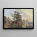 Groep bomen met rotsen tussen twee paden, links twee mannen, één te paard, rechts twee figuren en uitzicht in de verte - Johann Alexander Thiele — ingelijst kunstwerk aan de muur