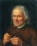 Oud boer die zijn pijp vult - Johann Baptist Höchle — weergave van het kunstwerk