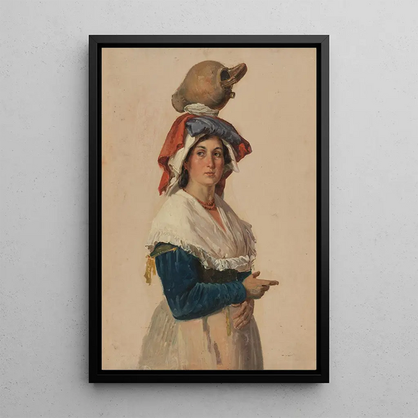 Johann Baptist Kirner - Halbfigur einer jungen Italienerin in Tracht einen Krug auf dem Kopf tragend.webp