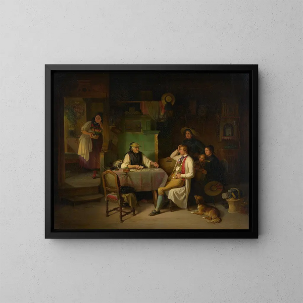 De waarzegster - Johann Baptist Kirner — ingelijst kunstwerk aan de muur