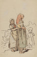 Twee jonge meisjes en een kind voor een landschap - Johann Baptist Kirner — weergave van het kunstwerk