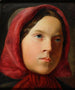 Jonge vrouw met rode sjaal - Johann Baptist Reiter — weergave van het kunstwerk