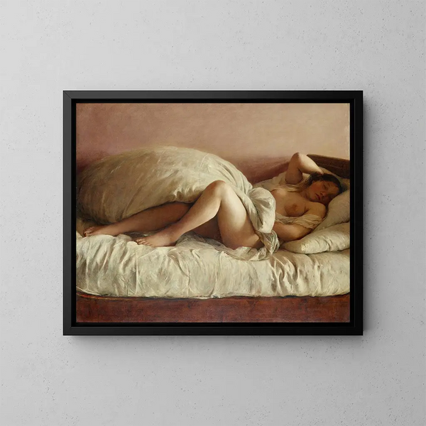 Vrouw die slaapt - Johann Baptist Reiter — ingelijst kunstwerk aan de muur