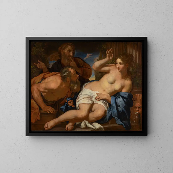 Suzanne en de ouderen - Johann Carl Loth — ingelijst kunstwerk aan de muur