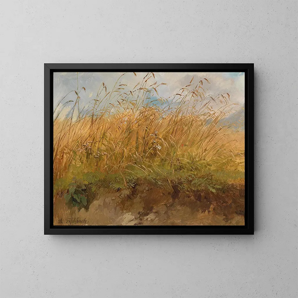 Aan de rand van de weide - Johann Fischbach — ingelijst kunstwerk aan de muur