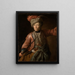 Portret van een oude vrouw in hussarenkostuum - Johann Georg Dathan — ingelijst kunstwerk aan de muur