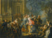 Een elegante compagnie die zich amuseert voor een paleis - Johann Georg Platzer — weergave van het kunstwerk