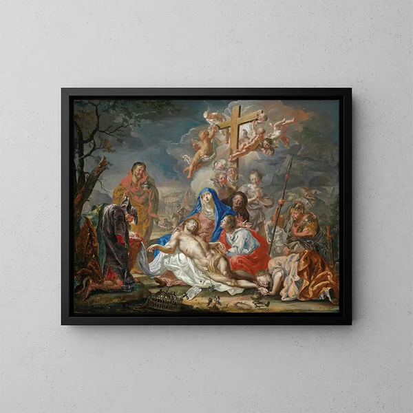 De begrafenis van Christus - Johann Georg Platzer — ingelijst kunstwerk aan de muur