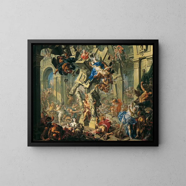 De wraak van Samson - Johann Georg Platzer — ingelijst kunstwerk aan de muur