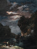 Stormachtige nacht bij maanlicht in de bergen - Johann Georg Wagner — weergave van het kunstwerk