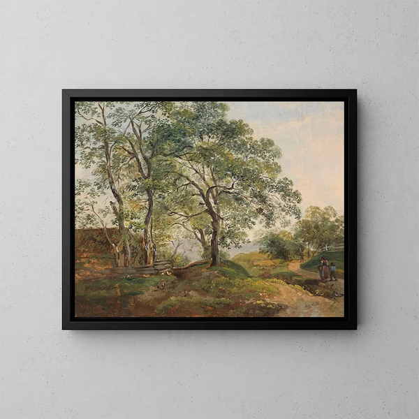 Landschap met heilig bos met hut - Johann Georg von Dillis — ingelijst kunstwerk aan de muur