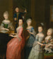 portret van graaf Johann Casemir von Schlieben en zijn vijf dochters - Johann Gottlieb Becker — weergave van het kunstwerk