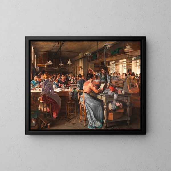 van de veren juwelenfabriek - Johann Hamza — ingelijst kunstwerk aan de muur