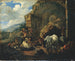 van het kamp van de zigeuners in een Romeinse ruïne - Johann Heinrich Roos — weergave van het kunstwerk