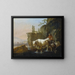 van Bergers die vee over een beek leiden - Johann Heinrich Roos — ingelijst kunstwerk aan de muur