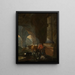 Berger et troupeau dans une grotte de montagne avec une ancienne maçonnerie - Johann Heinrich Roos — framed artwork on a wall