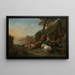 van Familie van herders met kudde, gekampeerd in een zuidelijk landschap - Johann Heinrich Roos — ingelijst kunstwerk aan de muur
