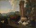 scène van herders in een landschap van Romeinse ruïnes - Johann Heinrich Roos — weergave van het kunstwerk