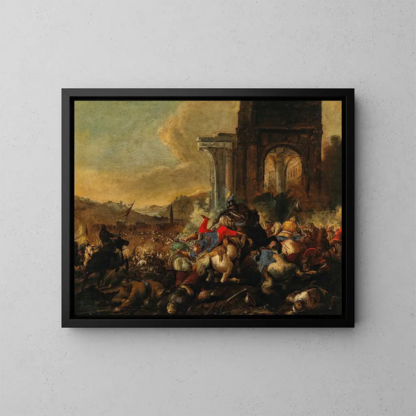 De Poolse koning Jan Sobieski bij de Slag bij Wenen - Johann Heinrich Roos — ingelijst kunstwerk aan de muur