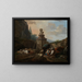 van Bergère en kudde bij een Romeinse fontein - Johann Heinrich Roos — ingelijst kunstwerk aan de muur