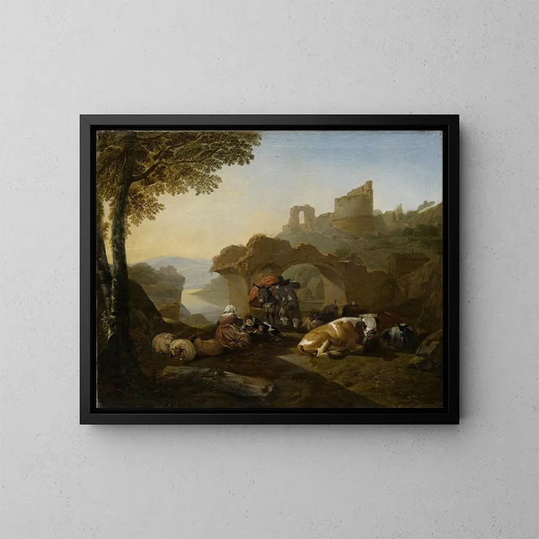 Rust van herders - Johann Heinrich Roos — ingelijst kunstwerk aan de muur