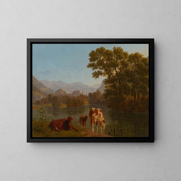 Landschap van de Aare - Johann Jakob Biedermann — ingelijst kunstwerk aan de muur