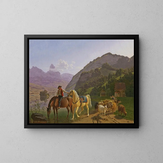 Johann Jakob Biedermann - Rider With Two Horses And Herd.webp