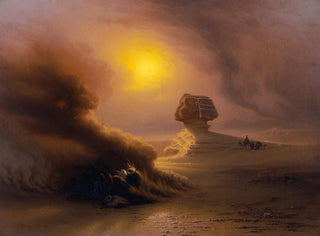 Johann Jakob Frey - A Caravan Surprised By The Samoom In Front Of The Sphinx.webp