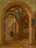 Uitzicht op de kloostertuin van de kathedraal van Bazel - Johann Jakob Neustück — weergave van het kunstwerk